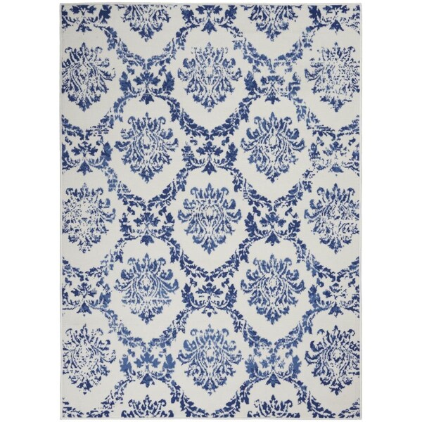 Palacedesigns 6 x 9 ft. Ivory & Navy Damask Area Rug PA3655116 - main